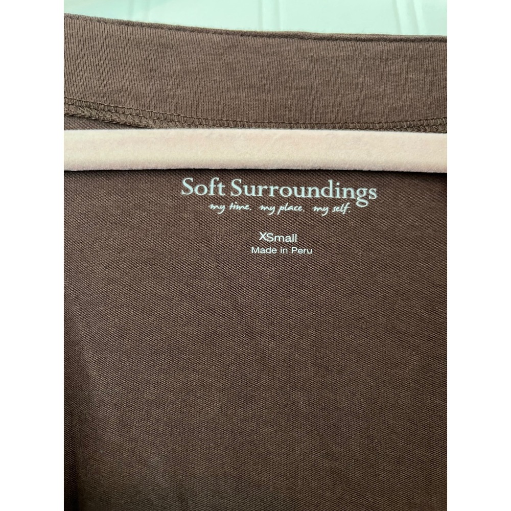 Soft Surroundings Top Womens XS Brown Pima Cotton Modal Wrap Side Ruched - Picture 2 of 9